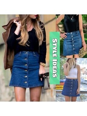 Ann Taylor womens Jean skirt Button Front Dark Wash Size 4